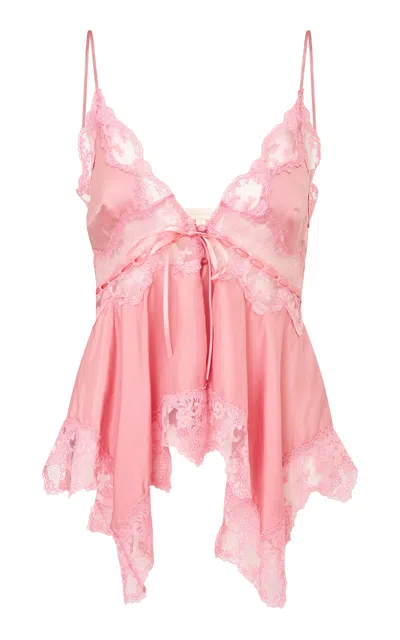 Loveshackfancy Celandina Haute Habotai Lace Top In Pink