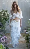 Loveshackfancy Celesa Tiered Ruffle Maxi Skirt In White