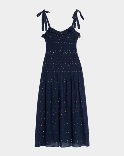 Loveshackfancy Celestial Hillaria Midi Dress In Black