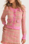 Loveshackfancy Chantria Crop Cardigan Majestic Pink In Pink