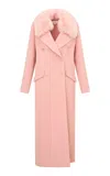 Loveshackfancy Char Fur-trimmed Wool Coat In Light Pink