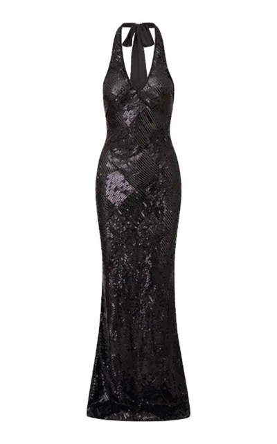 Loveshackfancy Cherlyn Sequined Maxi Dress In Black