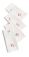 Loveshackfancy Cherry Embroidered Napkin Set Liberty Red