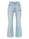 Loveshackfancy Cherry-embroidery Jeans In Blue