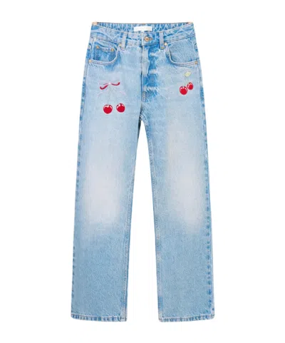 Loveshackfancy Sami Cherry Jeans In Blue