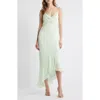 Loveshackfancy Chesley High-low Slip Dress In Washed Sage