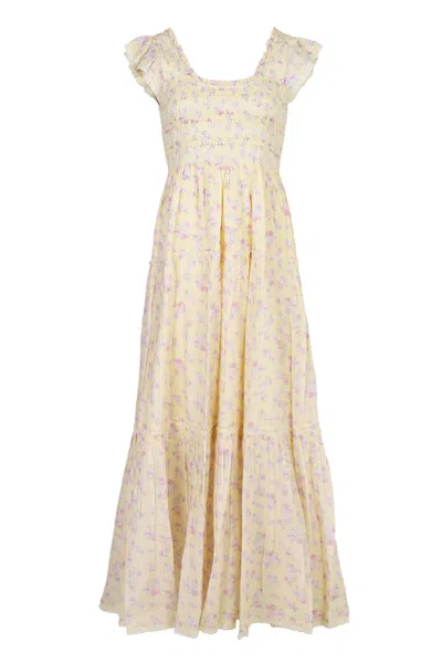 Loveshackfancy Chessie Dress Lemon Spritz In Gray