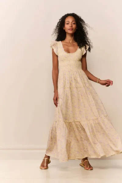 Loveshackfancy Chessie Floral Maxi Dress In Lemon Spritz In Neutral