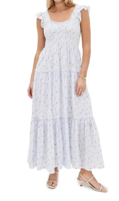 Loveshackfancy Chessie Maxi Dress In Coastline Blue In White