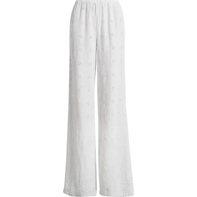 Loveshackfancy Cinna Linen Eyelet Pants In Brown