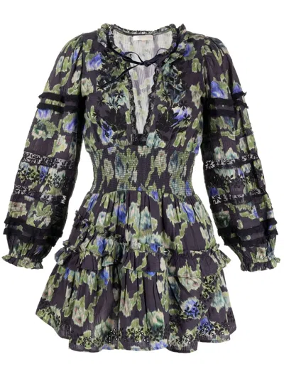 LOVESHACKFANCY CLARKIE PRINTED MINI DRESS