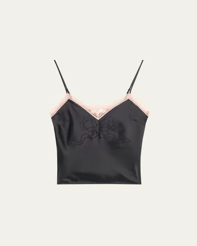 Loveshackfancy Claudina Lace-trim Tank Top In Black