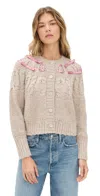Loveshackfancy Clementian Cardigan Oatmeal Melange In Brown