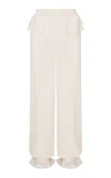 Loveshackfancy Clyra Ruffled Silk Straight-leg Pants In White