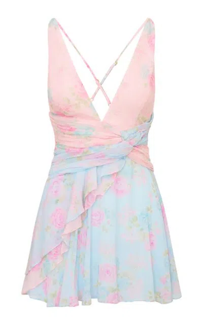 Loveshackfancy Coday Chiffon Mini Dress In Multi