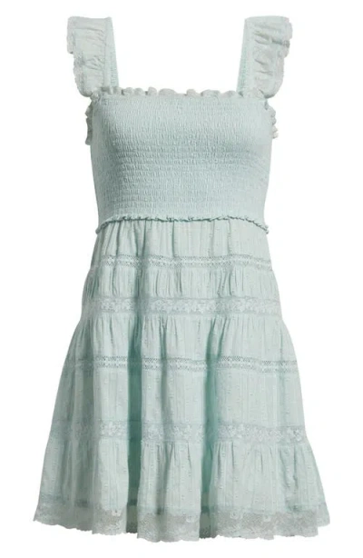 Loveshackfancy Colbera Lace Ruffle Minidress In Green