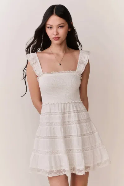 Loveshackfancy Colbera Lace-trimmed Cotton Mini Dress In White
