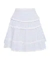 Loveshackfancy Colella Stripe Pointelle Tiered Miniskirt In White