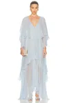 Loveshackfancy Collia V-neck Tiered Silk Chiffon Maxi Dress In Transparent
