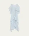 Loveshackfancy Collia V-neck Tiered Silk Chiffon Maxi Dress In Transparent