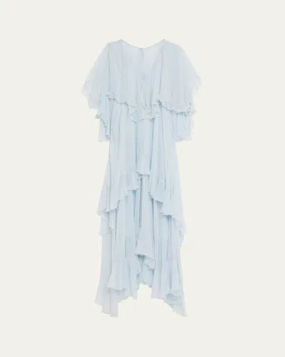 Loveshackfancy Collia Silk Chiffon Maxi Dress In Skylight Blue