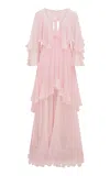 Loveshackfancy Collia Tiered Silk Chiffon Maxi Dress In Light Pink