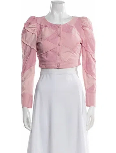 Pre-owned Loveshackfancy Colorblock Pattern Bolero In Pink
