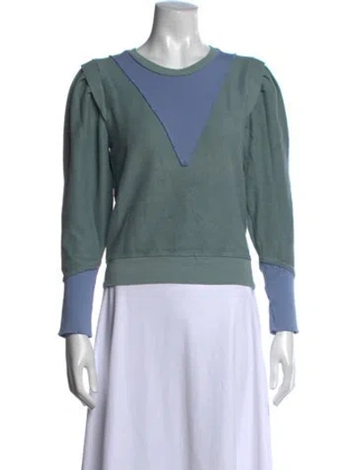 Pre-owned Loveshackfancy Colorblock Pattern Crew Neck Sweater In Green