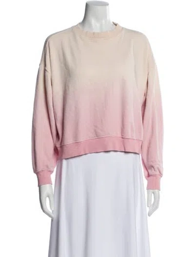 Pre-owned Loveshackfancy Colorblock Pattern Crew Neck Sweatshirt In Pink