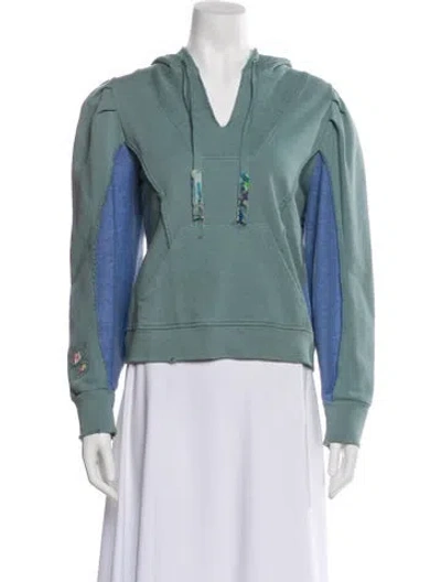 Pre-owned Loveshackfancy Colorblock Pattern Denim Jacket In Blue