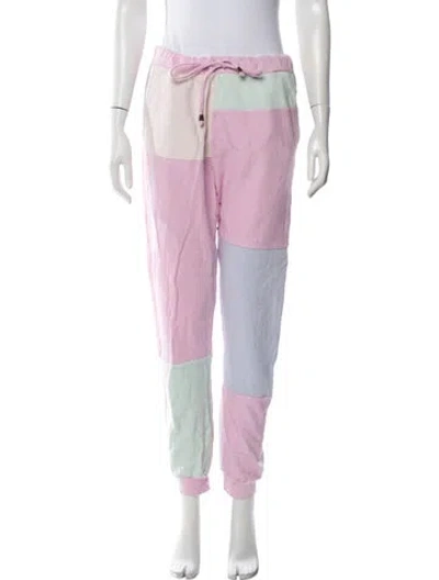Pre-owned Loveshackfancy Colorblock Pattern Distressed Accents Sweatpants In Purple