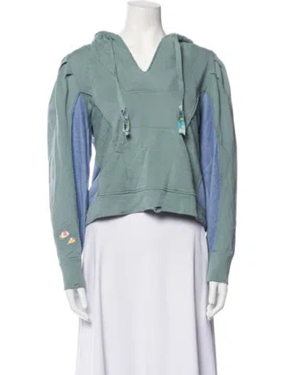 Pre-owned Loveshackfancy Colorblock Pattern Jacket In Green