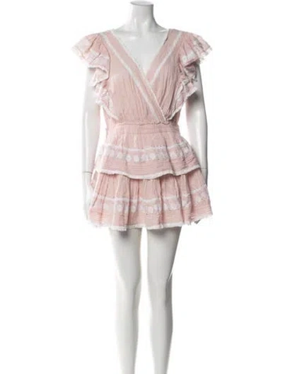 Pre-owned Loveshackfancy Colorblock Pattern Mini Dress In Pink
