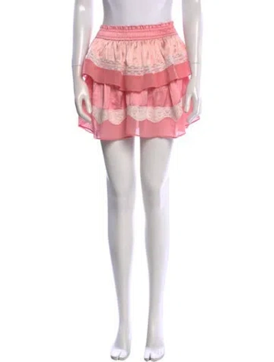 Pre-owned Loveshackfancy Colorblock Pattern Mini Skirt In Pink
