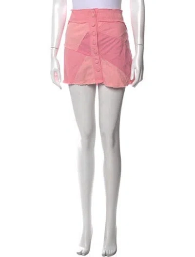 Pre-owned Loveshackfancy Colorblock Pattern Mini Skirt In Pink