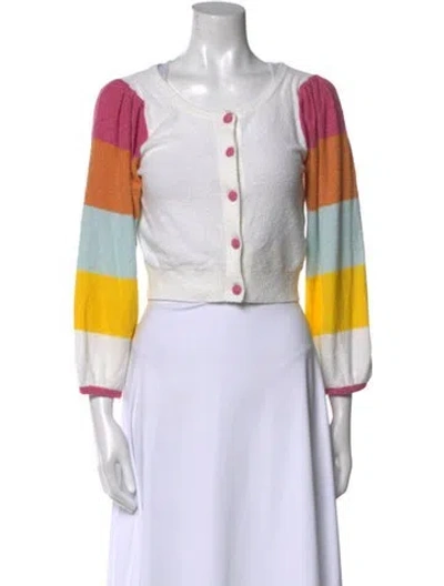 Pre-owned Loveshackfancy Colorblock Pattern Scoop Neck Sweater In Neutral