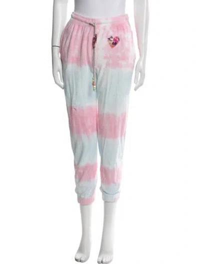 Pre-owned Loveshackfancy Colorblock Pattern Sweatpants In Pink
