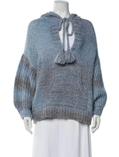 Pre-owned Loveshackfancy Colorblock Pattern V-neck Sweater In Blue