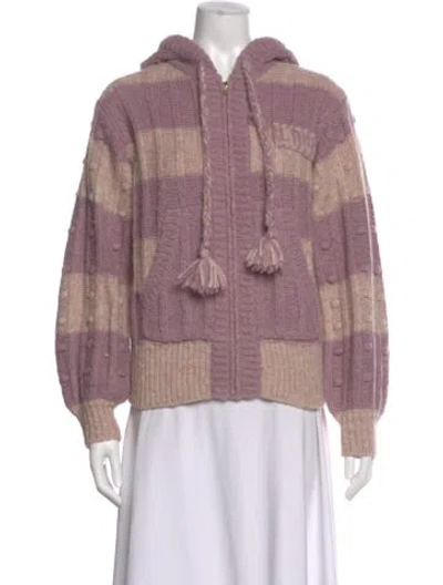 Pre-owned Loveshackfancy Colorblock Pattern V-neck Sweater In Pink