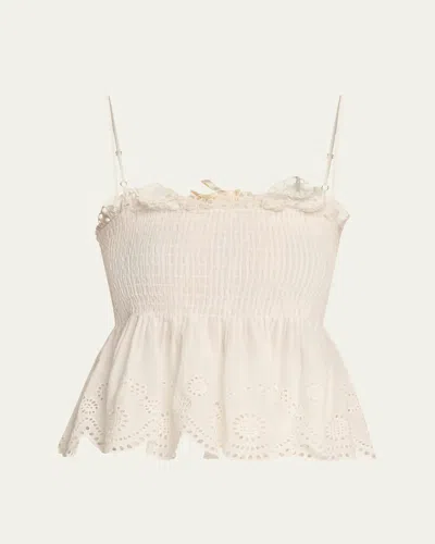 Loveshackfancy Condie Eyelet Peplum Top In White
