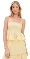 Loveshackfancy Condie Smocked Scalloped Camisole In Citron