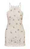 Loveshackfancy Considine Embellished Crocheted Cotton Mini Dress In Ivory