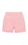 Loveshackfancy Coralyn Lace-trimmed Tweed Shorts In Pink