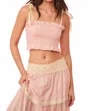 Loveshackfancy Corbin Cotton Mixed Print Top In Pink Lemonade In Pink