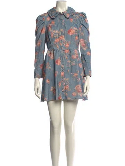 Pre-owned Loveshackfancy Corduroy Mini Dress In Blue