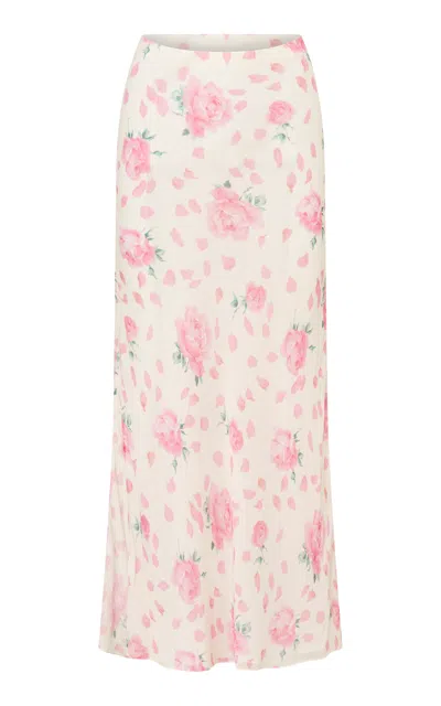 Loveshackfancy Corisande Trumeau Rose Chiffon Maxi Skirt In Pink