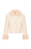 Loveshackfancy Corivelle Faux Fur Wool Jacket In White
