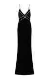 Loveshackfancy Corrino Embellished Velvet Maxi Dress In Black