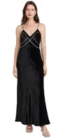 Loveshackfancy Corrino Embellished Velvet Maxi Dress In Black
