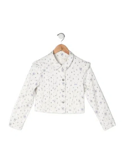 Pre-owned Loveshackfancy Kids' Cotton All Over Print Jacket In White